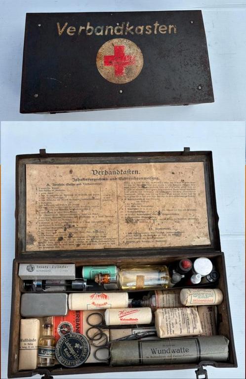 Verbandkasten WO2 met inhoud, Verzamelen, Militaria | Tweede Wereldoorlog, Landmacht, Duitsland, Ophalen of Verzenden