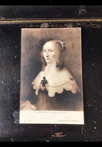 Ansichtkaart oud M Miereveld - Portrait de femme Rijksmuseum beschikbaar voor biedingen