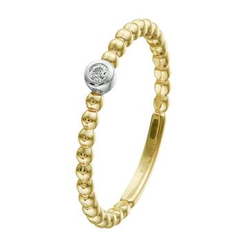 Gouden bicolor bolletjes ringetje - SALE! - 14 KRT goud beschikbaar voor biedingen