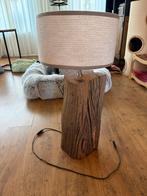 Unieke Schemerlamp van Spoorbiels met Stoffen Kap, Ophalen of Verzenden, Gebruikt, Hout, Minder dan 100 cm