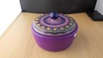 mooie retro paarse koektrommel van keramiek (Flora), Verzamelen, Retro, Ophalen of Verzenden, Overige typen