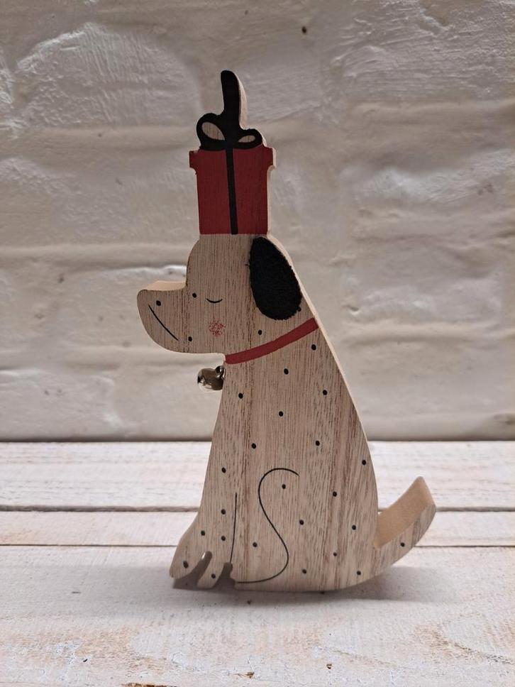 Houten Kersthond met Cadeau, Diversen, Kerst, Nieuw, Verzenden