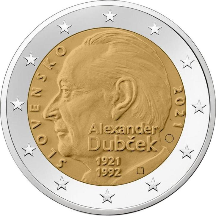2 euro Slowakije 2021 - Alexander Dubcek (UNC), Postzegels en Munten, Munten | Europa | Euromunten, Losse munt, 2 euro, Slowakije
