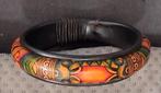 Vintage leren armband met handgeschilderde details, Sieraden, Tassen en Uiterlijk, Ophalen of Verzenden, Overige kleuren, Leer