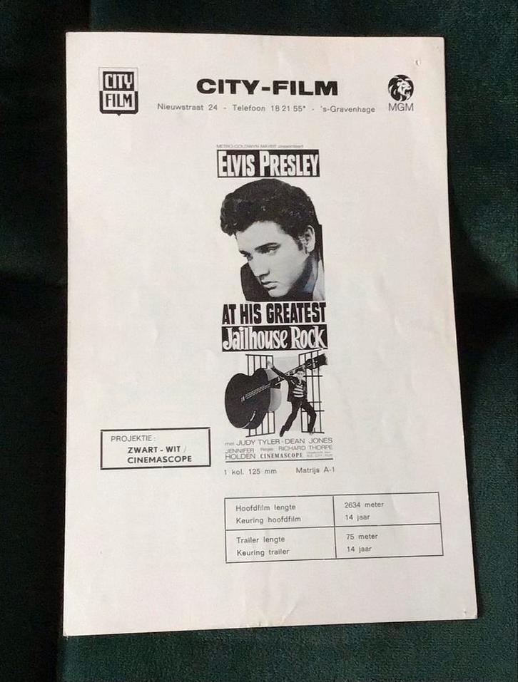 Jailhouse Rock - Elvis Presley Film Advertentie, Boeken, Film, Tv en Media, Gelezen, Filmspecifiek, Ophalen of Verzenden