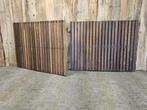 Moderne poort met hardhouten planken (Itauba hout) 400x150cm, Met poort, Nieuw, Ophalen of Verzenden, Tuinhek