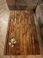 Massief houten Salontafel met metalen onderstel, Huis en Inrichting, 100 tot 150 cm, Zo goed als nieuw, Minder dan 50 cm, Rechthoekig