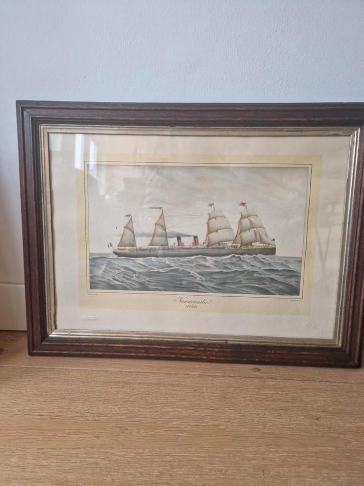 Twee klassieke prenten van Engelse stoomzeilschepen, Antiek en Kunst, Kunst | Etsen en Gravures, Ophalen of Verzenden