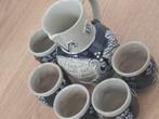 Duitse aardewerk wijnkan met 5 bekers, Ophalen of Verzenden