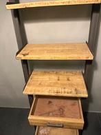 Industrieel Wandrek met Houten Planken en Lades, Huis en Inrichting, Ophalen, Gebruikt