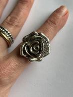 Zware zilveren roos ring 925 zilver, 18 tot 19, Ophalen of Verzenden, Zo goed als nieuw, Dame of Heer