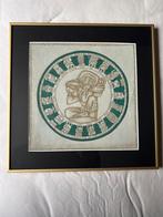 Maya Kalender Tekening Ingelijst - 41x41cm, Antiek en Kunst, Ophalen of Verzenden