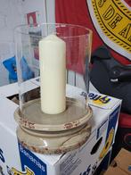 Sfeervolle Kandelaar met Kaars, Overige materialen, Crème, Ophalen of Verzenden, Zo goed als nieuw