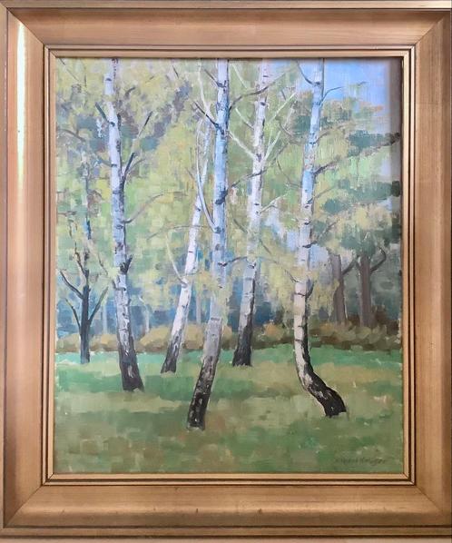 schilderij berken albert krüger, Antiek en Kunst, Kunst | Schilderijen | Klassiek, Verzenden