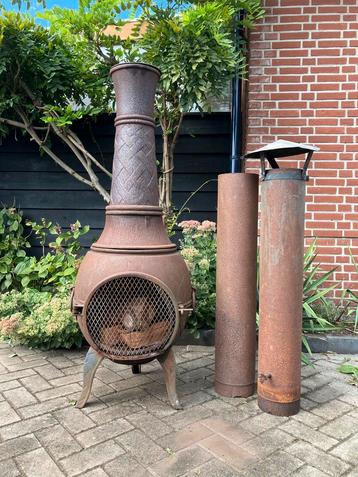 Oerdegelijke gietijzeren tuinhaard met vonkendeur 145 hoog! beschikbaar voor biedingen