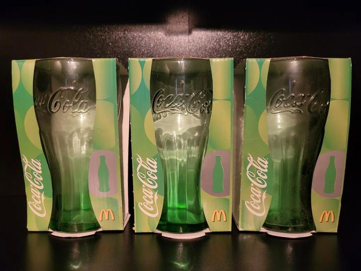 Coca-Cola glazen McDonald's 2007 Groen - Set van 3, Verzamelen, Glas en Borrelglaasjes, Nieuw, Frisdrankglas, Ophalen