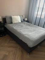 IKEA boxspring 140x200 cm – bruin met stalen poten, Ophalen, Gebruikt, Bruin, Tweepersoons