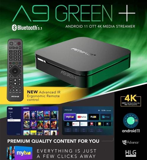 Amiko A9 Green Plus ️Android / IPTV Box - Kastje, Audio, Tv en Foto, Mediaspelers, Nieuw, Ophalen of Verzenden