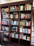 Zware teakhouten boekenkast met ladder (zonder inhoud), Huis en Inrichting, Kasten | Boekenkasten, Ophalen, Met plank(en), Gebruikt