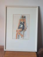 Prachtige aquarel van een vrouw op een barkruk Theo Franssen, Antiek en Kunst, Ophalen