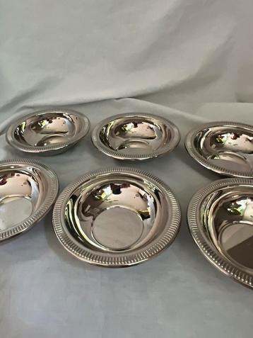 Vintage Franse RVS dessertkommen | bistrostijl | set van 6 beschikbaar voor biedingen