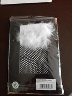 zwarte netkousen met wit marabou( bont randje) 1 maat, Ophalen of Verzenden, Nieuw, Zwart, Legging