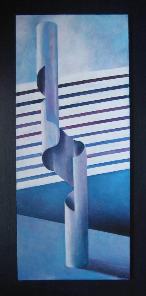 schilderij Stadsbuis 48x88cm, Huis en Inrichting, Woonaccessoires | Schilderijen, Tekeningen en Foto's, Zo goed als nieuw, Schilderij