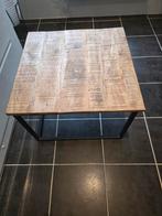 Salontafel van 60/60 cm 42 hoog staal met mangohout, Ophalen, 50 tot 100 cm, 50 tot 75 cm, Vierkant