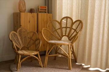Rotan vlinderstoelen set | Boho rieten stoelen beschikbaar voor biedingen