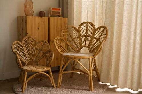 Rotan vlinderstoelen set | Boho rieten stoelen, Huis en Inrichting, Stoelen, Zo goed als nieuw, Twee, Riet of Rotan, Wit, Ophalen