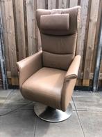 Prominent Sta op stoel Relax fauteuil leer bruin Garantie, Huis en Inrichting, Fauteuils, Leer, Ophalen of Verzenden, 75 tot 100 cm