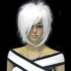 CARNAVAL Punk pruik wit kort haar in lagen met lange pony, Nieuw, Pruik of Haarverlenging, Verzenden