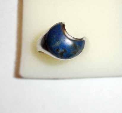 Ring Lapis Lazuli Zilver edelsteen halve maan, Blauw, 19 tot 20, Ophalen of Verzenden, Zo goed als nieuw