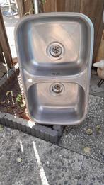 RVS dubbele spoelbak, Doe-het-zelf en Verbouw, Ophalen of Verzenden, Gebruikt, Rvs, Wastafel