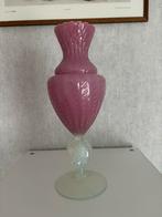 Murano Opaline glaskunst vaas roze wit parelmoer cameo camee, Antiek en Kunst, Ophalen of Verzenden