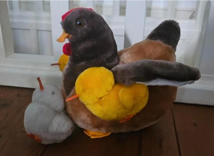 Vintage kip met kuikens- plush- Hiddie design- ook verzenden, Kinderen en Baby's, Speelgoed | Knuffels en Pluche, Gebruikt, Overige typen