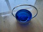 Mooi suikerschaaltje van metaal met blauw glas., Antiek en Kunst, Ophalen of Verzenden