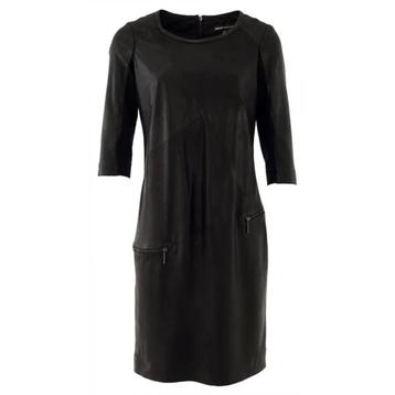 * Zwarte Lederen / Leren Tuniek Jurk - ARMA * Mt. 42 * Nieuw beschikbaar voor biedingen