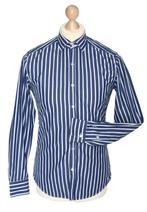 Xacus overhemd, gestreept, supercotone blauw, Mt. 38 / S, Kleding | Heren, Overhemden, Halswijdte 38 (S) of kleiner, Zo goed als nieuw