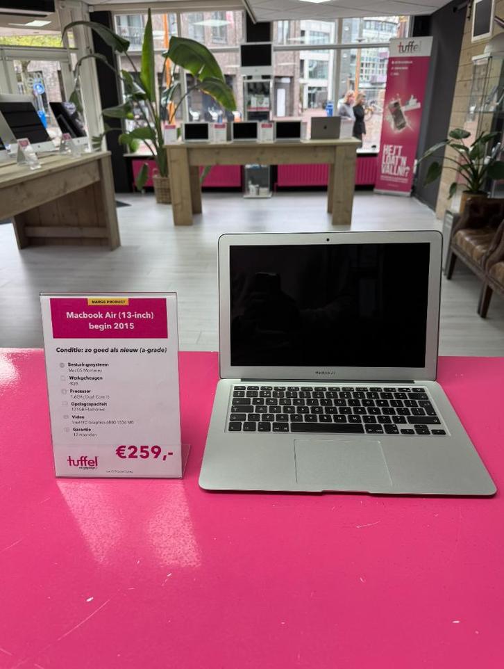 MacBook Air 13-inch begin 2015 | DualCore i5 | 4GB | 128GB |, Computers en Software, Apple Macbooks, Refurbished, MacBook Air
