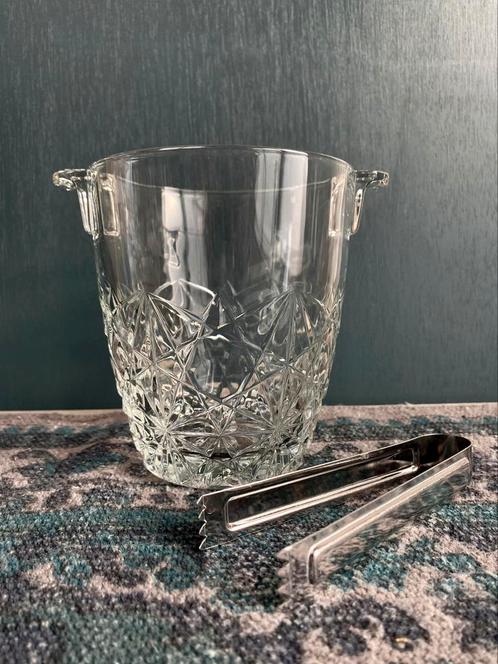 Vintage Bormioli Rocco Dedalo Crystal Ice Bucket met ijstang, Antiek en Kunst, Antiek | Glas en Kristal, Ophalen of Verzenden