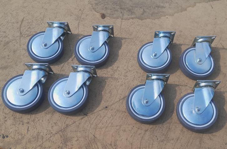 30x degelijke, zachtlopende zwenkwielen (20,- per 4), Doe-het-zelf en Verbouw, Zwenkwielen, Nieuw, Ophalen of Verzenden