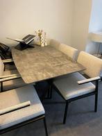 Eettafel - Marmer/steen look met X-poten (Ikea), Huis en Inrichting, Tafels | Eettafels, Ophalen, Gebruikt, Overige materialen