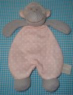 BLOKKER knuffeldoekje AAP roze stipjes gebreid grijs, Kinderen en Baby's, Speelgoed | Knuffels en Pluche, Ophalen of Verzenden