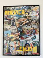 Vintage Amerika Collage Poster, Ophalen, Zo goed als nieuw, A1 t/m A3, Film en Tv