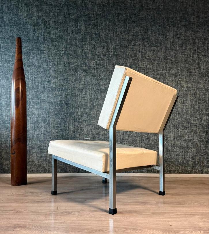 Gijs van der Sluis Lounge Chair, Model 36ZA CA50/60, Huis en Inrichting, Fauteuils, Gebruikt, Leer, Metaal, Overige materialen