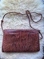 Vintage slangenleren schoudertas, Sieraden, Tassen en Uiterlijk, Tassen | Damestassen, Ophalen of Verzenden, Gebruikt, Bruin, Schoudertasje