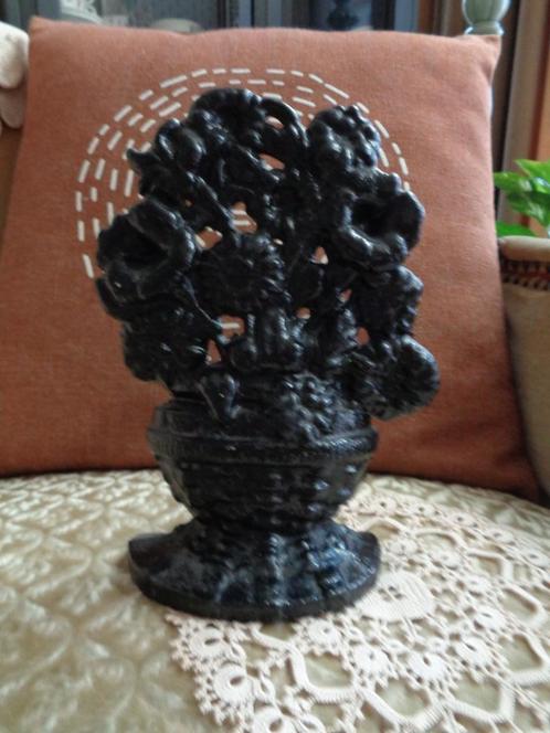 Brocante Gietijzeren Deurstopper Bloemenmand  ** Mimosa **, Tuin en Terras, Tuinwanddecoratie, Gebruikt, Ophalen of Verzenden