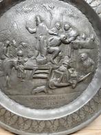 "De wonderdokter" (Jan Steen) | tinnen wandbord, Antiek en Kunst, Antiek | Tin, Ophalen of Verzenden