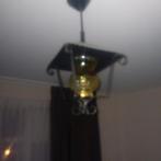 Vintage Hanglamp met Geel Glas, Gebruikt, Vintage, Ophalen of Verzenden, Glas